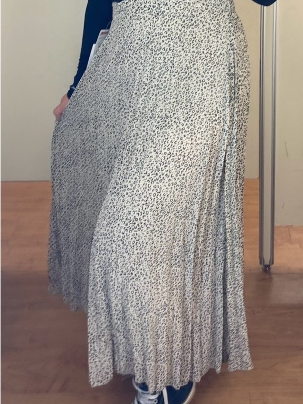 Janpa Cream Cheetah Print Maxi Skirt
